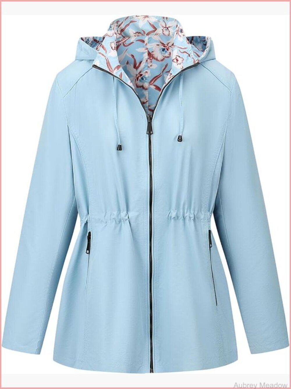 Women's Reversible Floral Print Windbreaker Hooded Jacket Plus Size Lightweight